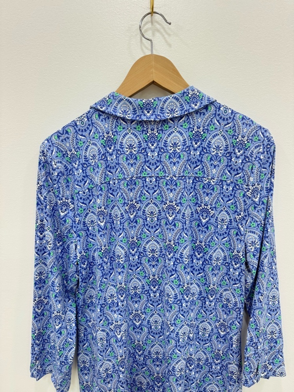 Talbots Shirt Dress Sz Lg Blue Green Paisley  Button - Picture 7 of 7